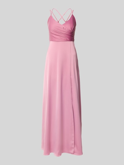 V.M. Abendkleid mit V-Ausschnitt und gekreuzten Trägern Rosa 2