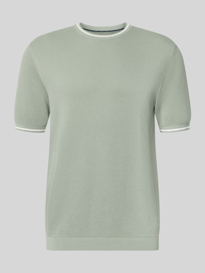 Produktfoto, Regular Fit T-Shirt in Strick-Optik von Christian Berg Men in hellem Grün, reine Baumwolle, elastische Abschlüsse, Rundhalsausschnitt