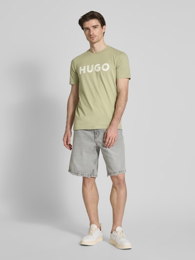 HUGO T-Shirt mit Label-Print Modell 'DULIVIO' Hellgruen 1