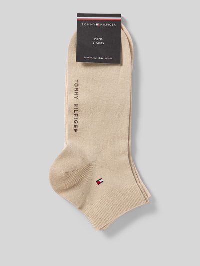 Produktfoto, Socken aus Baumwoll-Mix im 2er-Pack von Tommy Hilfiger, beige, unifarben, Label Print, Feinstrick, elastischer Bund, verstärkte Ferse.