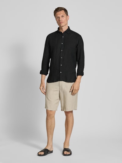 FIL NOIR Regular fit zakelijk overhemd met kentkraag, model 'ROMA' Zwart - 1