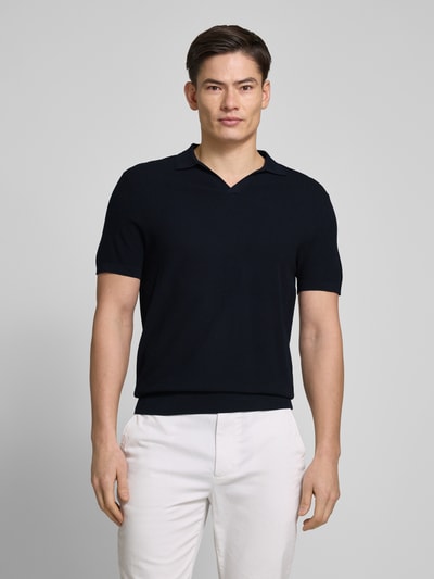 Profuomo Poloshirt mit V-Ausschnitt und Seiden-Anteil Marine 4