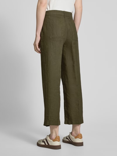 Brax Straight Leg Leinenhose mit verkürztem Schnitt Oliv 5