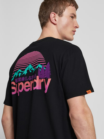 Superdry T-shirt z detalem z logo Czarny 3