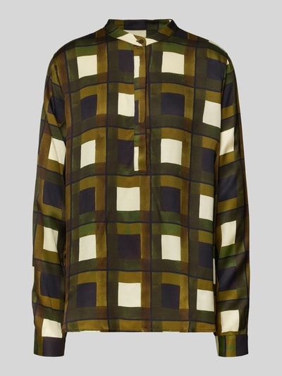 0039 Italy Overhemdblouse van viscose met maokraag, model 'JANE' Kaki - 2