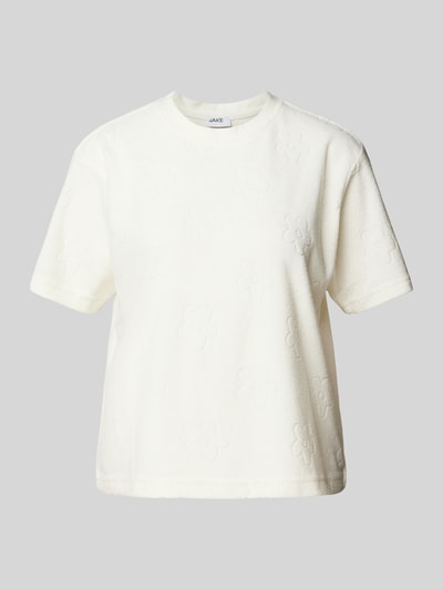 Jake*s Casual T-shirt met badstof met bloemenmotief Offwhite - 2