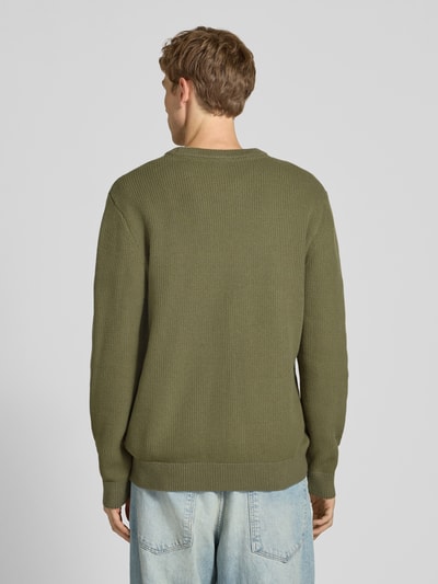 Pepe Jeans Regular fit gebreide pullover van een mix van viscose en katoen, model 'PHINEAS' Olijfgroen - 5