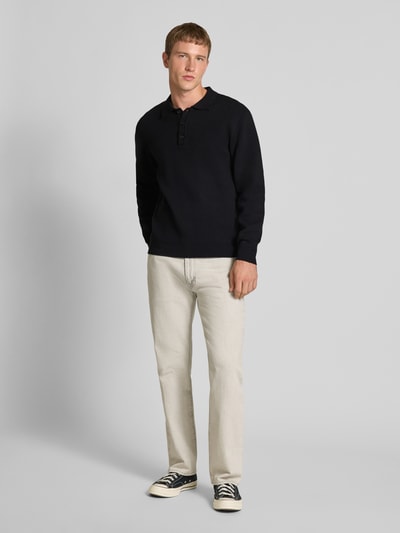 Redefined Rebel Gebreide pullover met kentkraag, model 'Peter' Zwart - 1