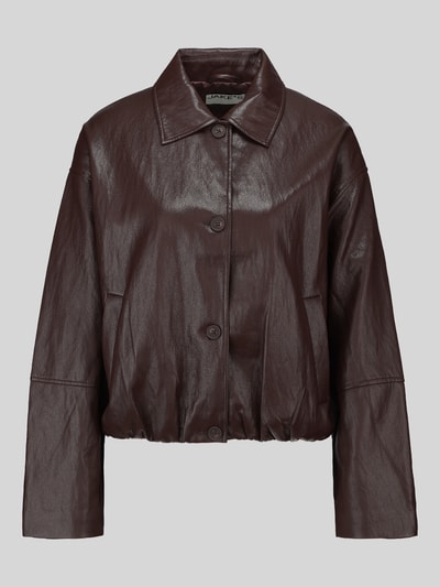 Jake*s Casual Regular Fit Kunstlederjacke mit überschnittenen Schultern Dunkelbraun 2