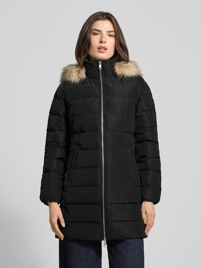 Tommy Hilfiger Slim Fit Daunenmantel mit abnehmbarem Kunstpelzbesatz BLACK 4