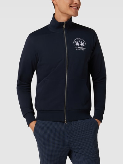 La Martina Sweatjacke mit Label-Stitching Marineblau 4