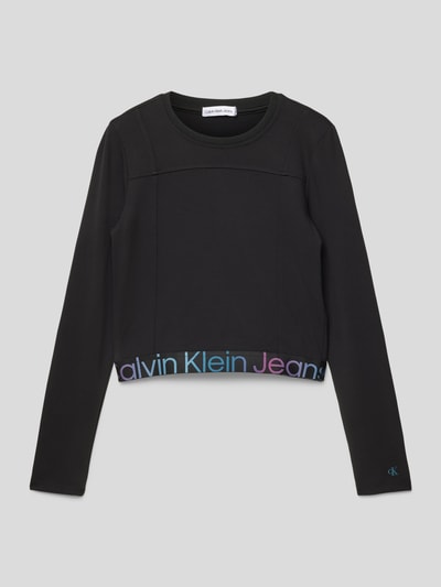 Calvin Klein Jeans Shirt met lange mouwen en labelprint, model 'PUNTO' Zwart - 1