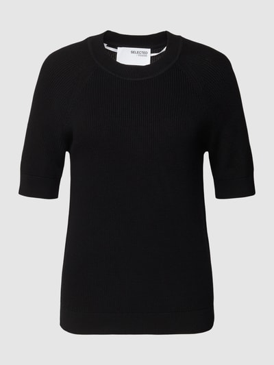 Selected Femme Strickshirt mit Rundhalsausschnitt Modell 'ELINNA' Black 2