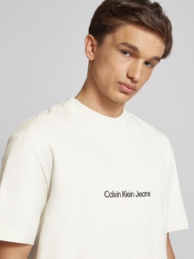 Calvin Klein Jeans T-shirt z okrągłym dekoltem Złamany biały 3