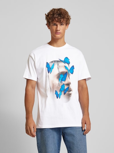 Mister Tee T-shirt met motiefprint, model 'LE PAPILLON' Wit - 4