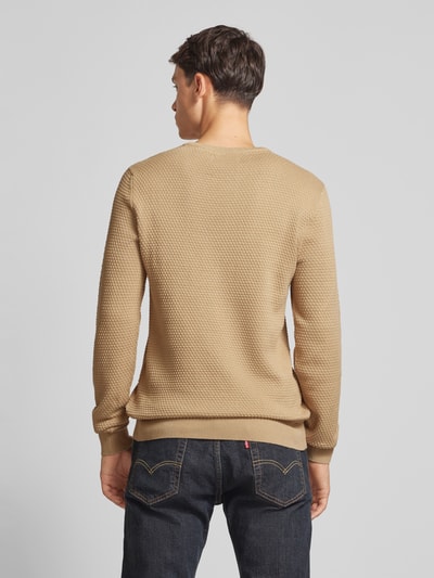 Blend Gebreide pullover met structuurmotief Beige - 5