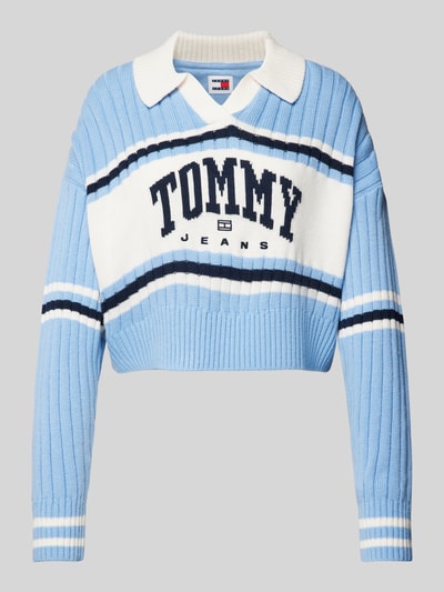 Tommy Jeans Gebreide pullover met labelstitching Oceaanblauw - 2