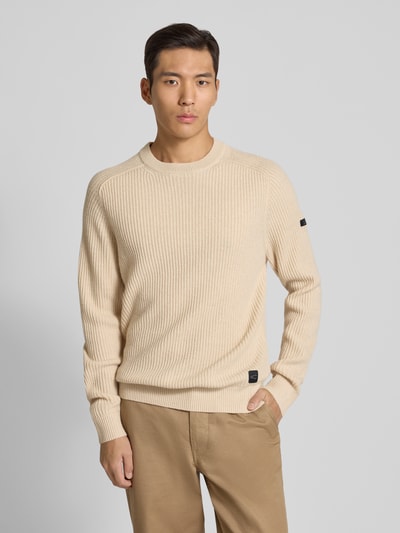 camel active Gebreide trui van wol met ronde hals Offwhite gemêleerd - 4