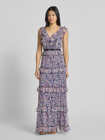 Lipsy Abendkleid mit Volants Bleu 4