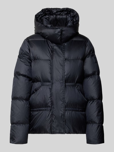 Produktfoto, kurtka pikowana 'Steppjacke mit Daunen-Federn-Füllung' od Luisa Cerano, czarna, wypełnienie puchem i pierzem, krój regular fit, kaptur, zamek błyskawiczny kryty, długość tyłu w rozmiarze 36: 64 cm, szerokość ramion w rozmiarze 36: 42 cm, szerokość w rozmiarze 36: 61 cm, długość rękawów w rozmiarze 36: 65 cm