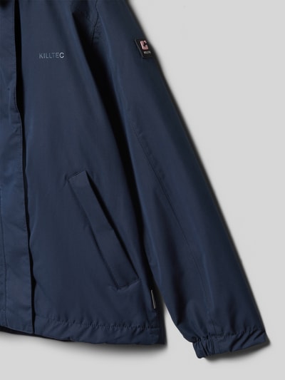 Productfoto, Jacke met capuchon en labeldetail van Killtec, regular fit, steekzakken, ruglengte maat 140: 56 cm, schouderbreedte: 40 cm, mouwlengte: 45 cm, donkerblauw, gladde stof, rechte lijnen