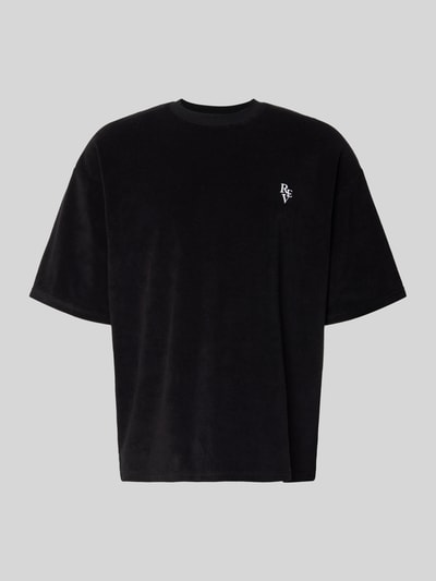 REVIEW T-shirt z prążkowanym okrągłym dekoltem Czarny 2