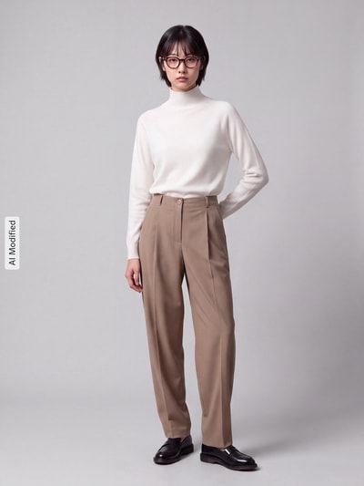 MAX&Co. Barrel Fit Bundfaltenhose mit Viskose-Anteil Modell 'BRUNO' Camel 1
