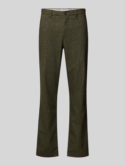 Produktfoto, Slim Fit Gerade Hose aus Baumwoll-Mix mit Viskose-Anteil Modell 'DENTON' von Tommy Hilfiger in Olivgrün mit feiner Struktur, Herren Gerade Hose von Tommy Hilfiger
