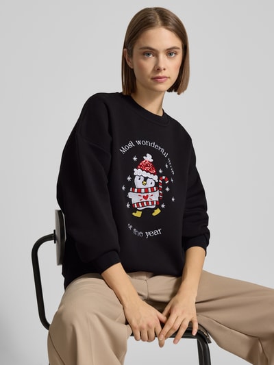 LeGer by Lena Gercke Sweatshirt met motiefstitching, model 'Viola' Zwart - 3