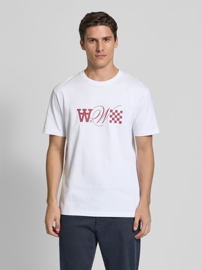 Wood Wood T-Shirt mit Logo-Print Modell 'Ace' Weiss 4