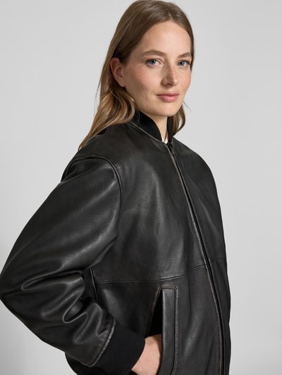 Weekend Max Mara Loose Fit Lederjacke mit Reißverschluss Modell 'TATICCO' Black 3