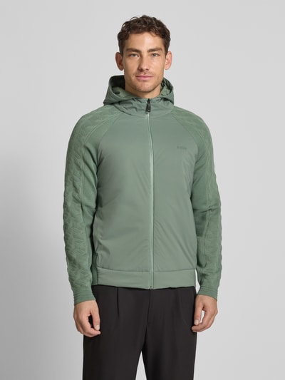 BOSS Green Kurtka z dzianiny o kroju regular fit z mieszanki żywej wełny model ‘MIRROR HY’ Limonkowy 4