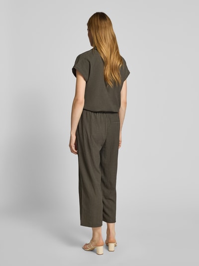 OPUS Jumpsuit met structuurmotief, model 'Melti polo' Olijfgroen - 5