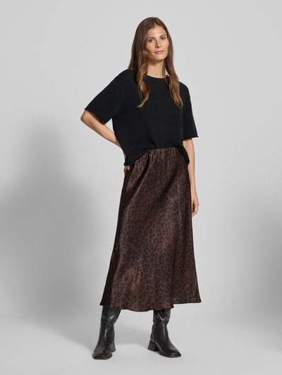 VILLA SOPHIE Midirok van satijn, model 'Romi' Donkerbruin - 1