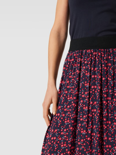 Saint Tropez Midirok met all-over bloemenmotief, model 'Inka' Zwart - 3