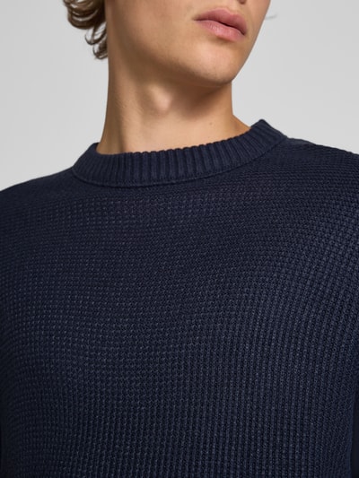 Jack & Jones Strickpullover mit Rundhalsausschnitt Modell 'ROY' Marine 3