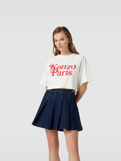 Kenzo Cropped T-Shirt mit Label-Print Offwhite 4