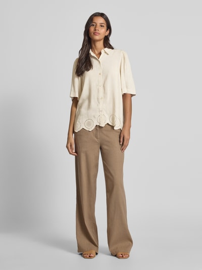 FREE/QUENT Regular Fit Bluse aus Viskose-Leinen-Mix Modell 'Linus' Beige 1