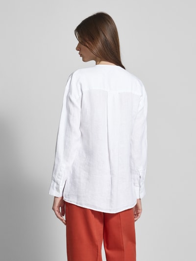 Stefanel Regular Fit Leinenbluse mit Brusttaschen Weiss 5
