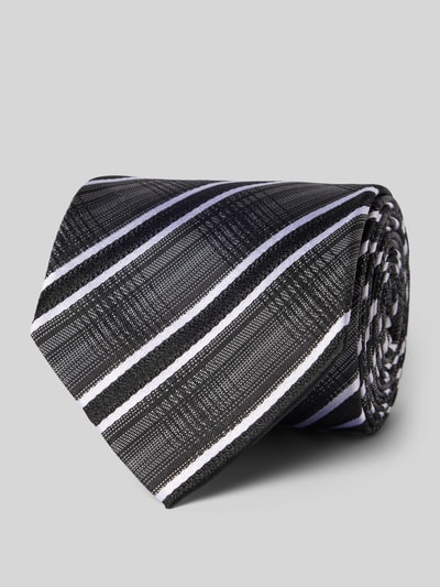 Monti Zijden stropdas met all-over print (7 cm) Grafiet - 1