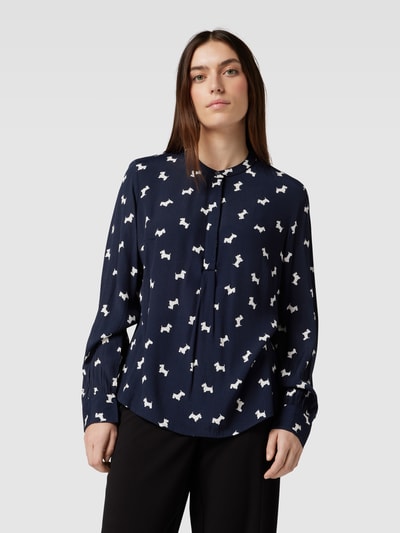 Jake*s Casual Blouse met all-over motief Donkerblauw - 4