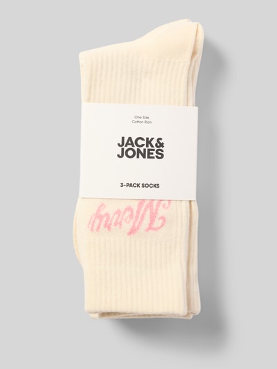 Jack & Jones Socken mit geripptem Abschluss Modell 'XMAS' im 3er-Pack Offwhite 3