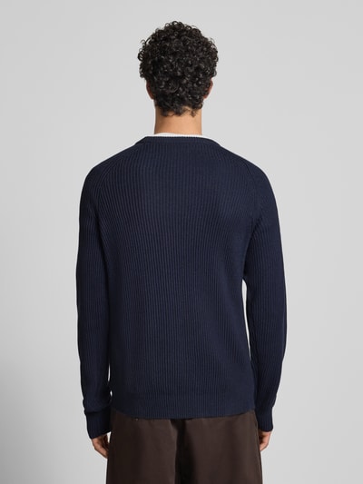 JACK & JONES Gebreide pullover met ronde hals, model 'PANNEL' Marineblauw - 5