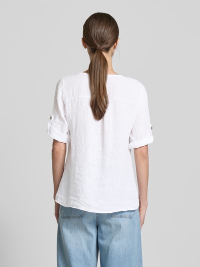 ZABAIONE Regular Fit Leinenbluse mit 3/4-Arm Offwhite 5