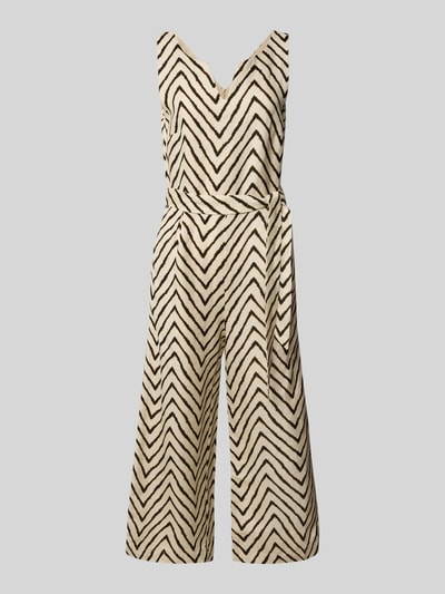 Tom Tailor Regular fit jumpsuit met strikceintuur Beige - 2