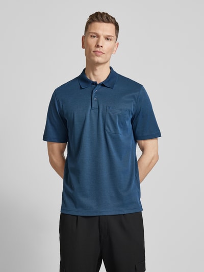 Christian Berg Men Regular fit poloshirt met borstzak Donkerblauw - 4