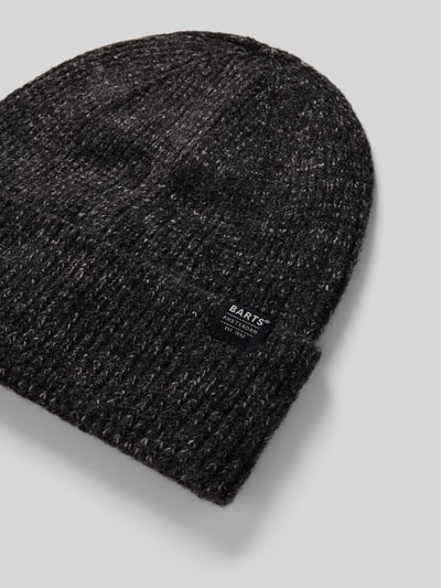 Barts Beanie met omslag en labeldetail, model 'Willian' Antraciet gemêleerd - 2