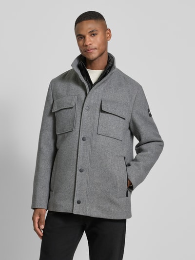 Tom Tailor Regular Fit Wollmantel mit abnehmbarem Innenkragen Hellgrau 4