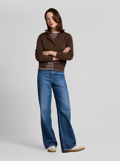 Tom Tailor Denim Regular Fit Strickjacke aus Baumwoll-Mix Dunkelbraun 1