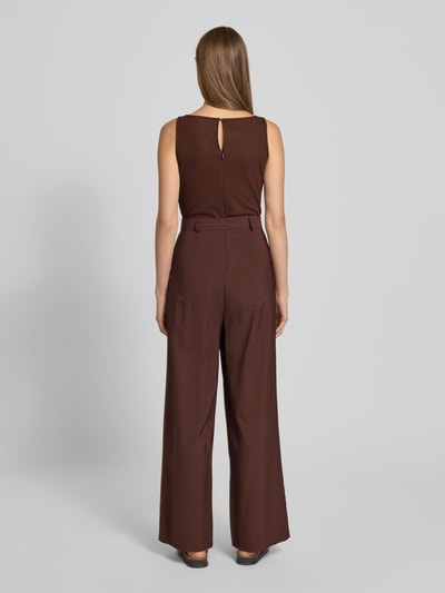 Zero Relaxed fit jumpsuit met viscose en een tailleband Middenbruin - 5